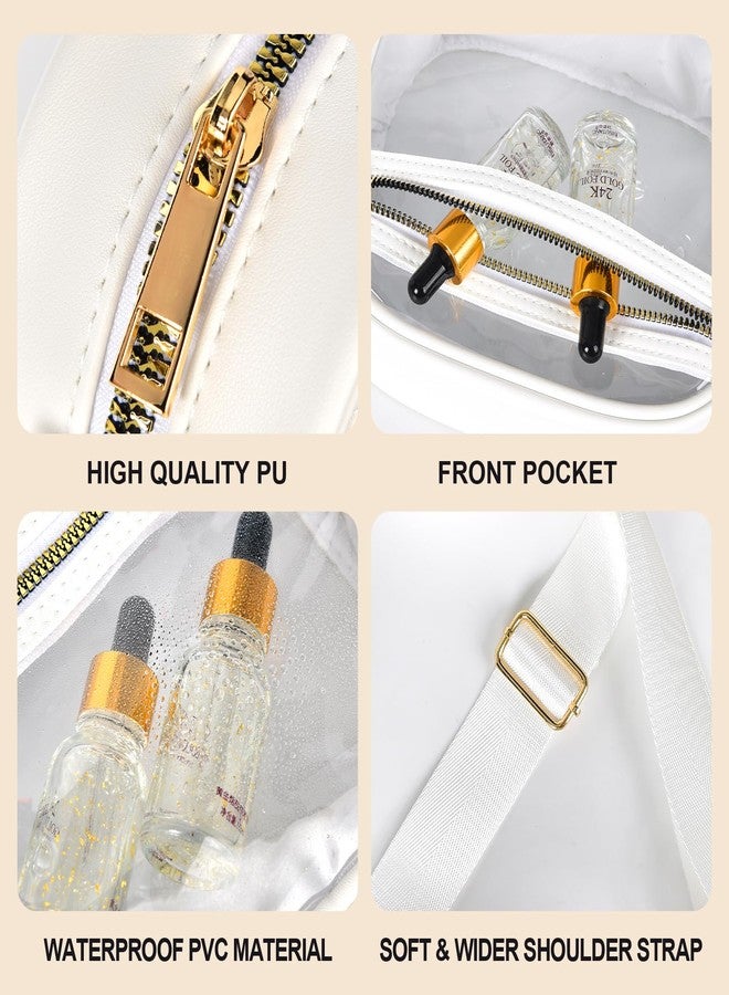 Fibrdoo Clear Bag Stadium Approved, Leather Clear Crossbody Purse Bag for Concerts Sports Events Festivals (White) - Image 4