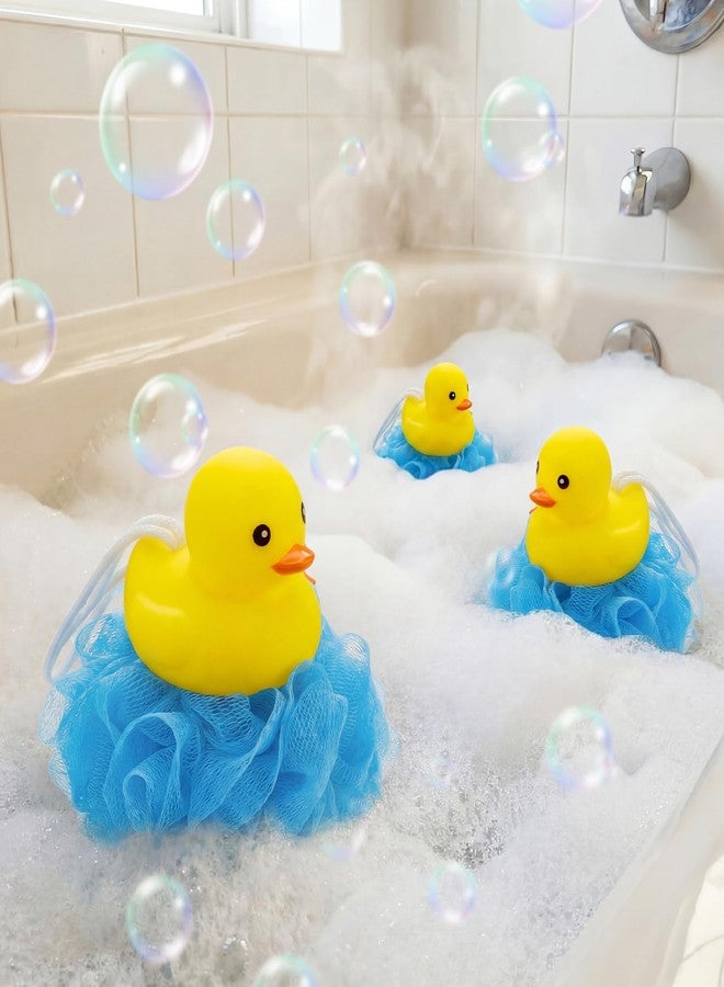 Afarnook 9 Sets Rubber Duck Party Favors Rubber Duck Shower Gifts for Guests Blue Bath Sponge Sets with Ribbon Gift Bags for Birthday Party Gender Reveal Supplies - Image 4