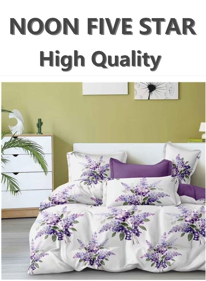 All-in-One King Bed Set 220x240cm: 6PCS Duvet Cover 4Pillow Cover 1 Deep Pocket Fitted Sheet