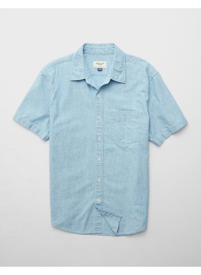 American Eagle AE Poolside Chambray Button-Up Shirt  - Image 3