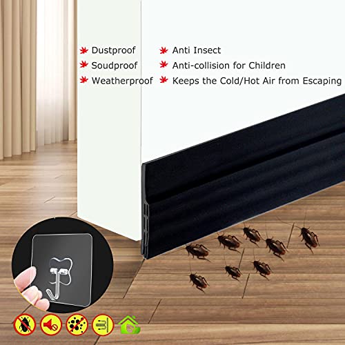 Save Unicorn Self Adhesive Door Sweep Draft Stopper - Camel Home Weather Stripping Rubber Under Door Bottom for Interior Doors Seal Strip Insulation for Weatherproof, Soundproof, 2" W X 39" L (2Pack Black) - Image 2