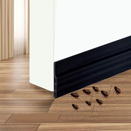 Save Unicorn Self Adhesive Door Sweep Draft Stopper - Camel Home Weather Stripping Rubber Under Door Bottom for Interior Doors Seal Strip Insulation for Weatherproof, Soundproof, 2" W X 39" L (2Pack Black) - Image 1