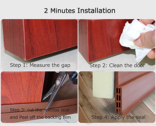 Save Unicorn Self Adhesive Door Sweep Draft Stopper - Camel Home Weather Stripping Rubber Under Door Bottom for Interior Doors Seal Strip Insulation for Weatherproof, Soundproof, 2" W X 39" L (2Pack Black) - Image 4