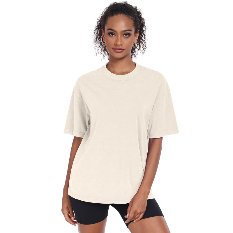 SnowElve 3 Pack Womens Washed Vintage Oversized T-Shirt Baggy Workout Tops Short Sleeve Cotton Tshirts Streetwear Boyfriend Tee(W-BGCFGY,XL) - Image 2