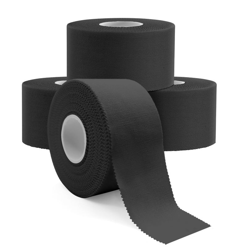 Dimora Athletic Tape, Easy Tear Sports Tape with Serrated Edges, Strong Adhesion, No Residue, Ideal for Gymnastics, Boxing, Lacrosse, Hockey and First Aid (Black, 1.5 in x 45 ft, Pack of 4) - Image 1