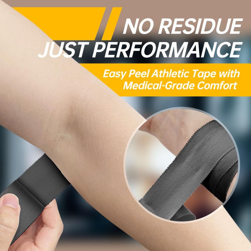 Dimora Athletic Tape, Easy Tear Sports Tape with Serrated Edges, Strong Adhesion, No Residue, Ideal for Gymnastics, Boxing, Lacrosse, Hockey and First Aid (Black, 1.5 in x 45 ft, Pack of 4) - Image 3