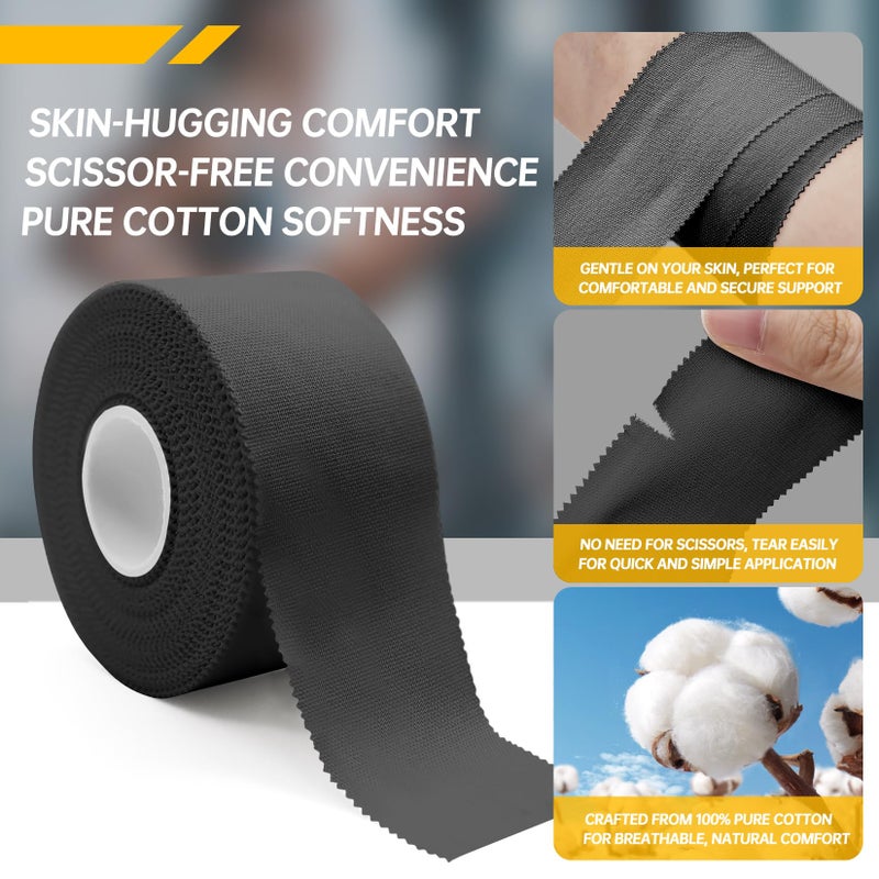 Dimora Athletic Tape, Easy Tear Sports Tape with Serrated Edges, Strong Adhesion, No Residue, Ideal for Gymnastics, Boxing, Lacrosse, Hockey and First Aid (Black, 1.5 in x 45 ft, Pack of 4) - Image 4
