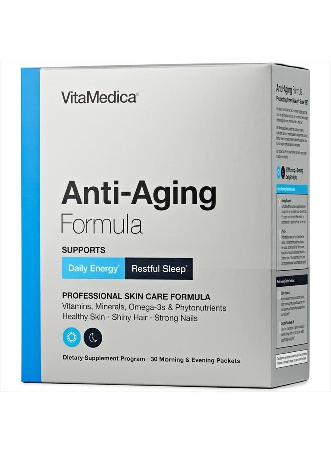 VitaMedica Anti-Aging Formula 4-in-1 Health and Beauty Supplement, for Healthy Hair, Skin and Nails, Energy, Sleep, Joints & Bones, 30 Morning & Evening Packets - Image 1