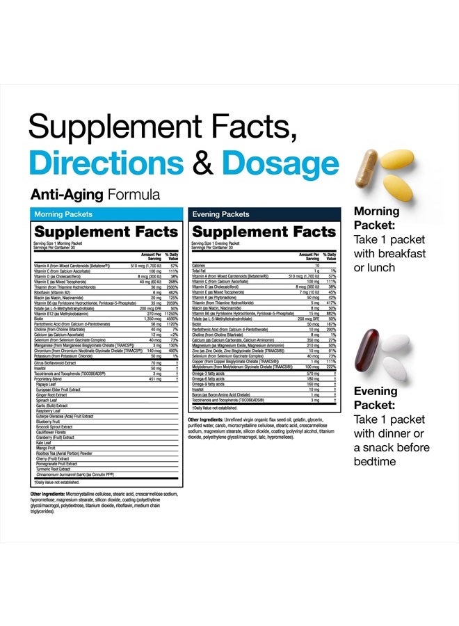 VitaMedica Anti-Aging Formula 4-in-1 Health and Beauty Supplement, for Healthy Hair, Skin and Nails, Energy, Sleep, Joints & Bones, 30 Morning & Evening Packets - Image 4