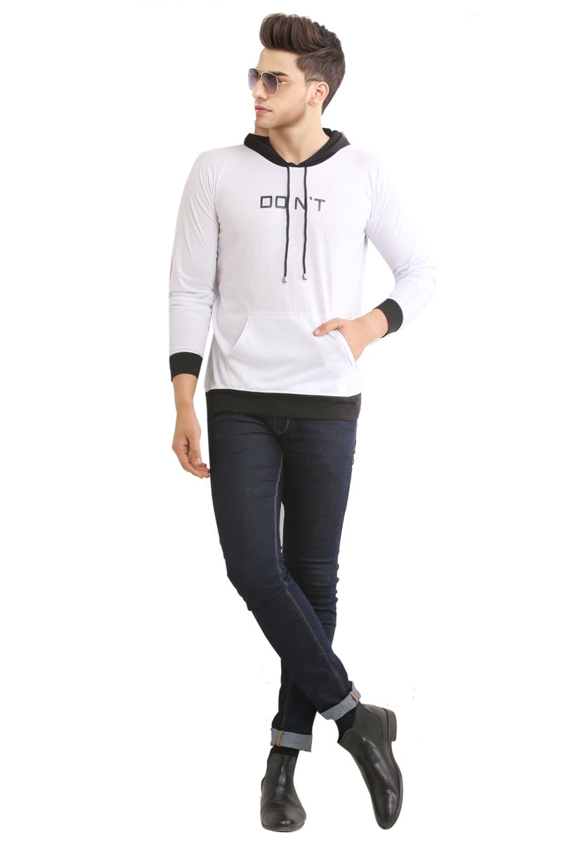 Dagcros Full Sleeve Hooded Neck Cotton T-Shirt for Boy's (10-11 Years, White) - Image 4