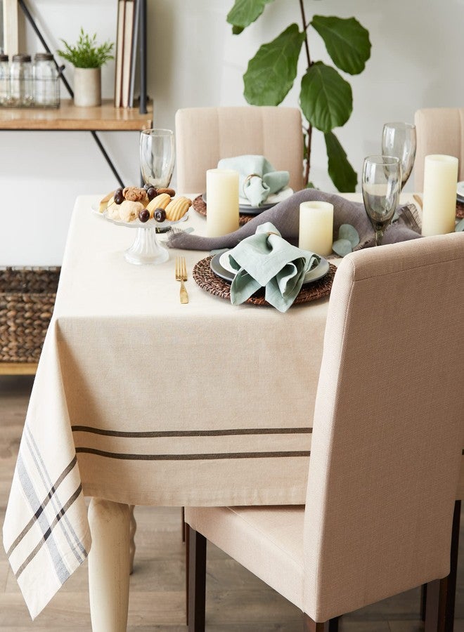 DII French Stripe Dining Table Collection Farmhouse Style Tablecloth, 70 Inches Round, Taupe/Black - Image 3