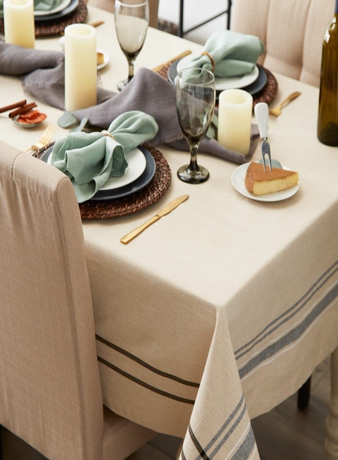 DII French Stripe Dining Table Collection Farmhouse Style Tablecloth, 70 Inches Round, Taupe/Black - Image 5