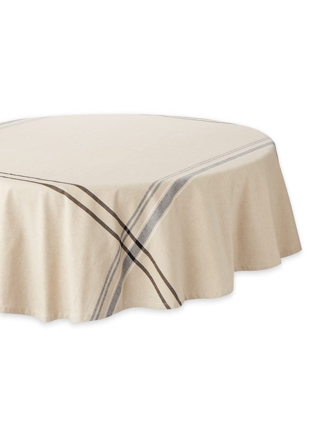 DII French Stripe Dining Table Collection Farmhouse Style Tablecloth, 70 Inches Round, Taupe/Black - Image 1