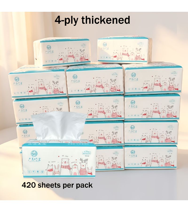 Thickened Wood Pulp Tissues 420 Sheets Per Pack Premium Disposable Napkins For Home Catering 2 Pieces - Image 1