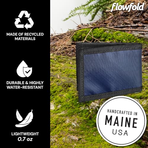 Flowfold Vanguard Recycled Material Bifold Wallet | Slim and Durable with Cash Pocket, Two Hidden Card Pockets and Two ID Windows | Holds 10-12 Cards | Minimalist Wallet Made in USA | Navy Blue - Image 5
