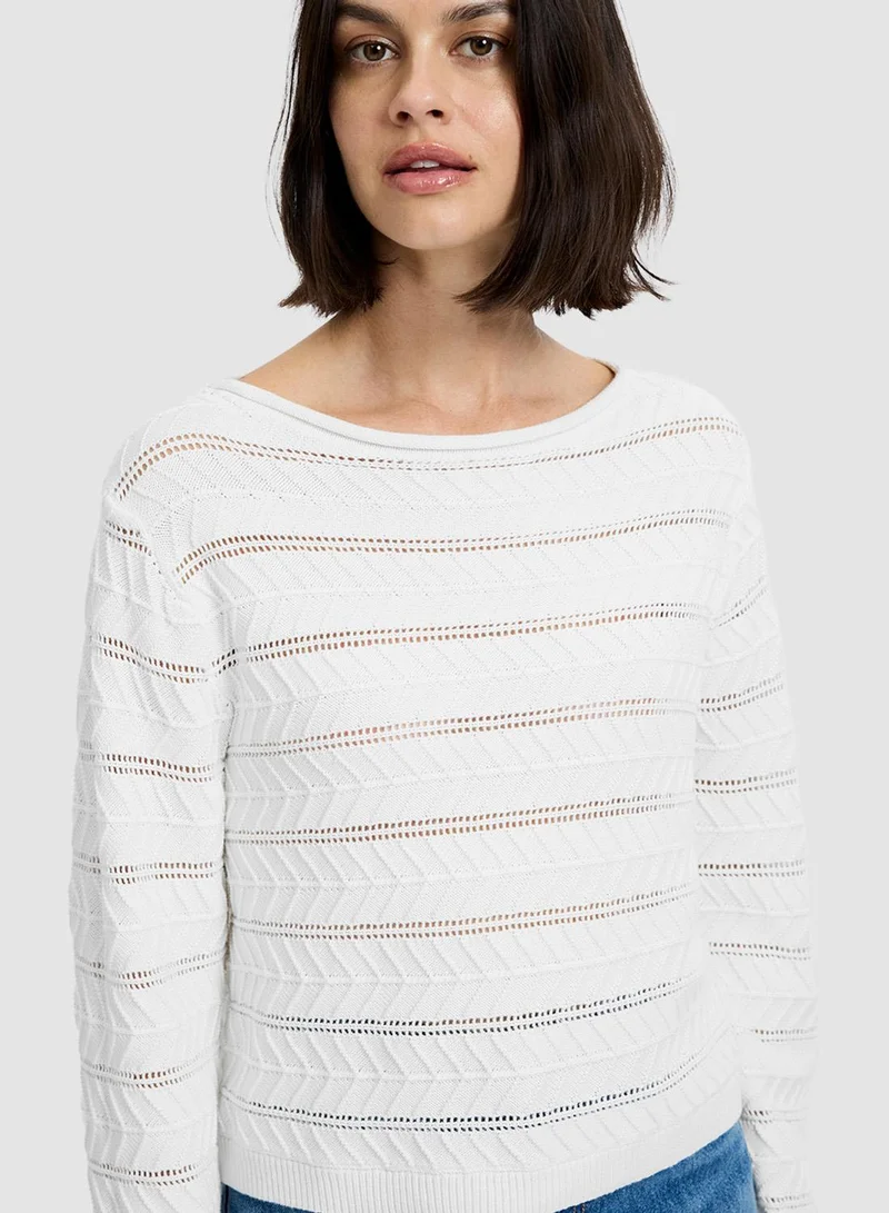 فرنش كونكشن Mozart Crochet Stripe Pullover