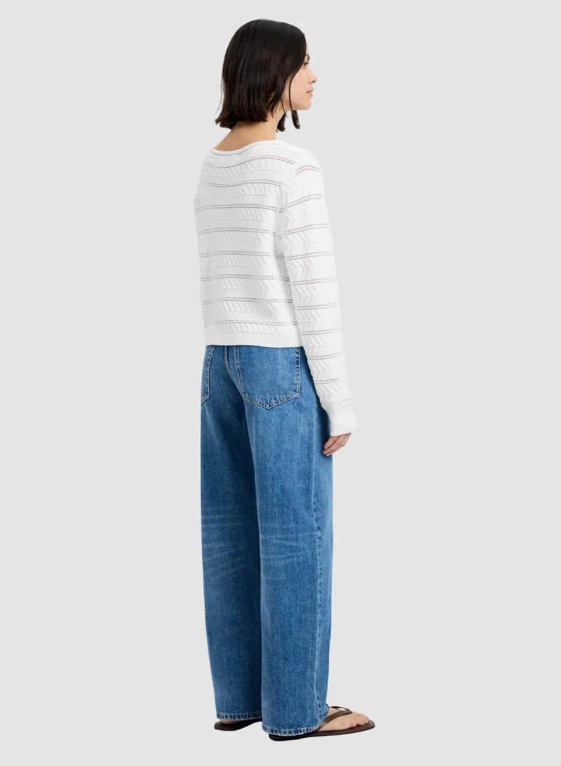 فرنش كونكشن Mozart Crochet Stripe Pullover