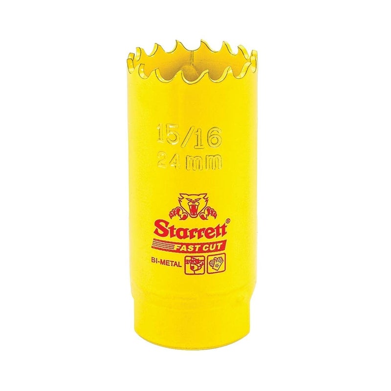 Starrett Starrett BiMetal Fast Cut Straight Pitch Hole Saw with Abrasion Resistant HSS Teeth  Ideal for Cutting Metal Steel and Wood  1516 24mm Diameter 158 41mm Depth  FCH1056G  - Image 1