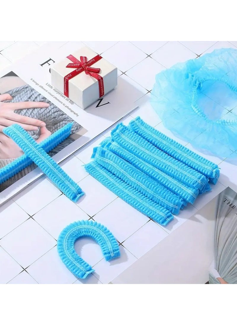 YASHFEEN 200 Piece Disposable Surgical Caps, Hair Net Elastic Dust Cap for Food Service Kitchen Head Cover, Blue  - Image 3