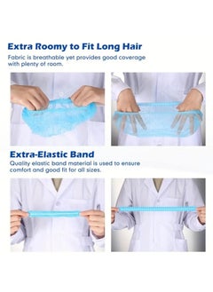 Lebo 200 Piece Disposable Surgical Caps, Hair Net Elastic Dust Cap for Food Service Kitchen Head Cover, Blue  - Image 2