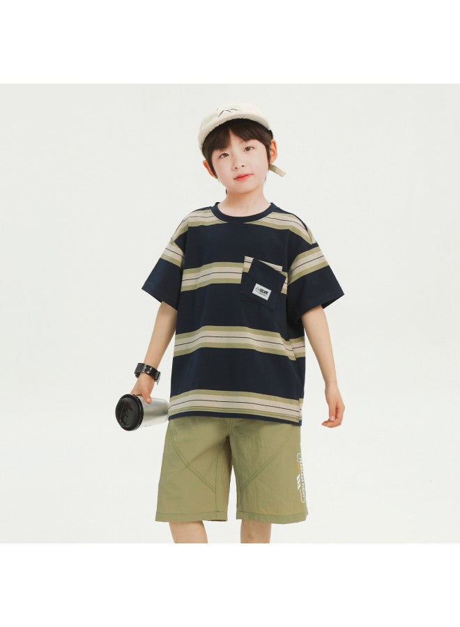 Badibadi Boys' Casual Short Sleeve Shorts Set】new 2025 Summer Collection, Breathable, Comfortable, And Soft For Older Kids - Image 5