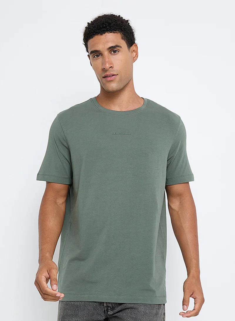 بين شيرمان Spandex Logo Embroidered Crew Neck T-Shirt