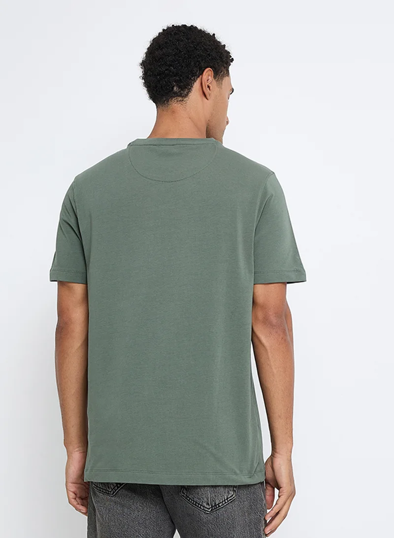 بين شيرمان Spandex Logo Embroidered Crew Neck T-Shirt