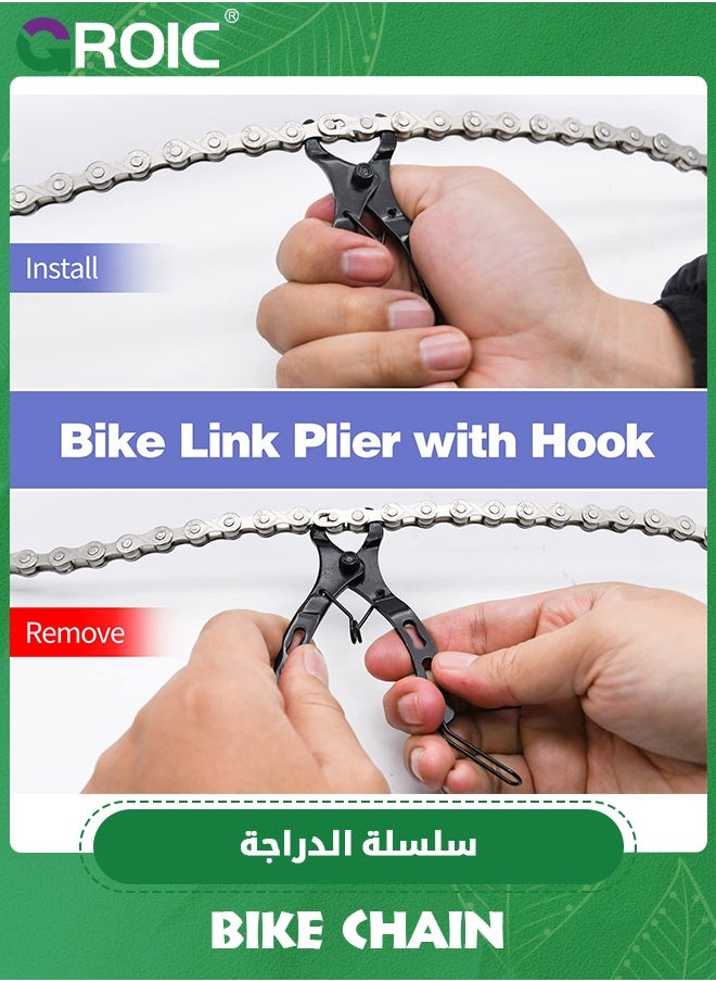 GROIC Bike Chain Kit, Single/6/7/8/9/10/11/12 Speed Multi-Function Bike Mechanic Repair Kit, Chain Breaker and Bike Link Plier with Hook and 6 Pairs Bicycle Buckle, Reusable (6/7/8 Speed Bike Chain Kit)  - Image 2