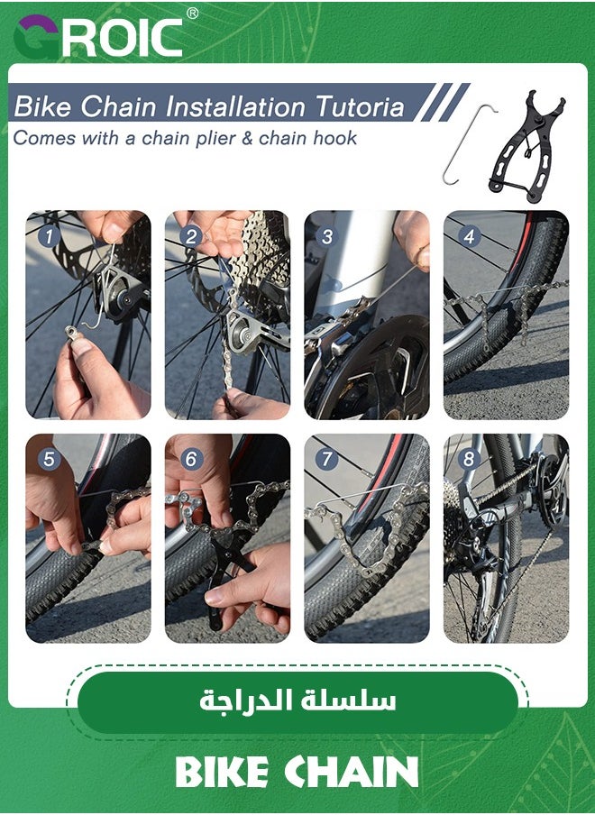 GROIC Bike Chain Kit, Single/6/7/8/9/10/11/12 Speed Multi-Function Bike Mechanic Repair Kit, Chain Breaker and Bike Link Plier with Hook and 6 Pairs Bicycle Buckle, Reusable (6/7/8 Speed Bike Chain Kit)  - Image 5