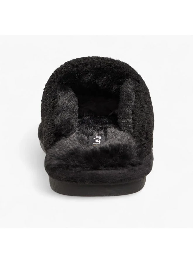 Le Confort BLACK Women Textured Bedroom Mules  | Best Price UAE
