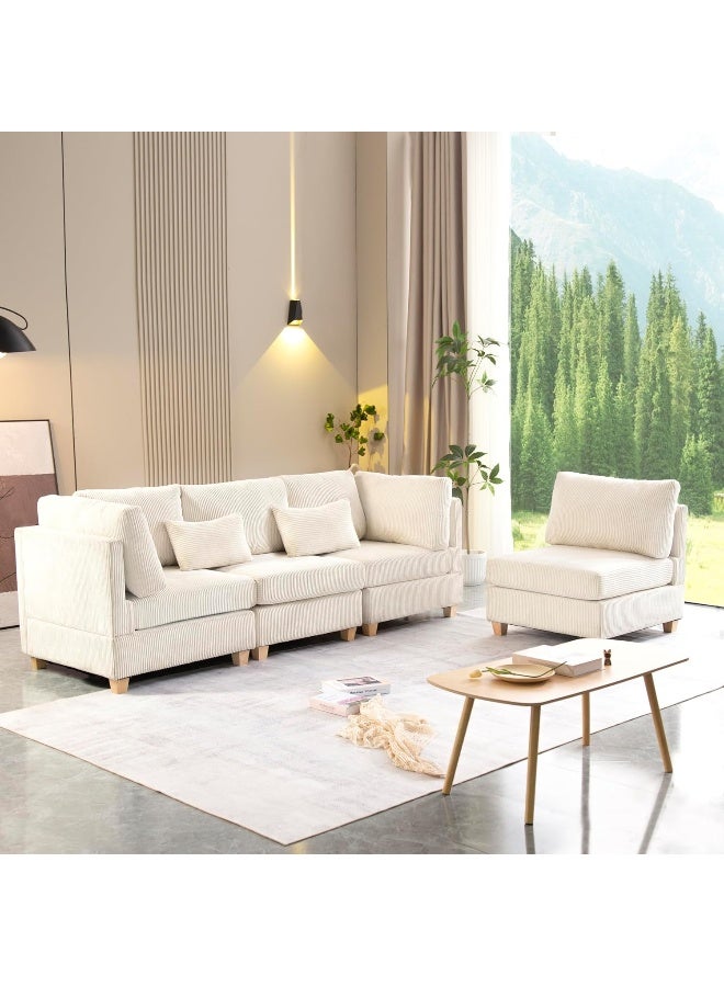 Zayn comforts Eafurn Free Combination Convertible Modular Sectional Sofa with Movable Ottoman, L Shaped Reversible Sleeper Corner Couch with Solid Wood Legs, Comfy Corduroy Upholstered Sofa&Couches for Living Room - Image 2