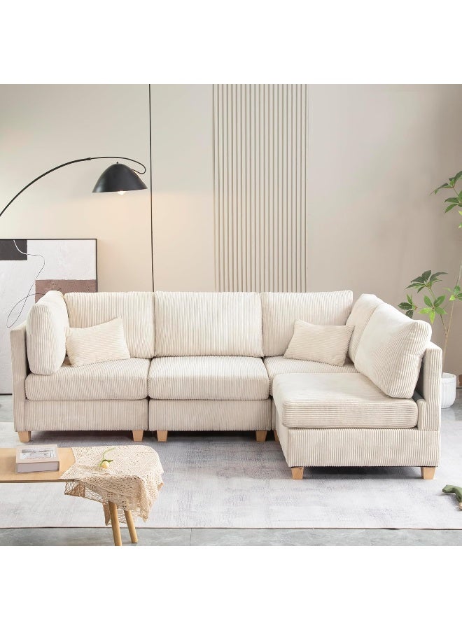 Zayn comforts Eafurn Free Combination Convertible Modular Sectional Sofa with Movable Ottoman, L Shaped Reversible Sleeper Corner Couch with Solid Wood Legs, Comfy Corduroy Upholstered Sofa&Couches for Living Room - Image 3