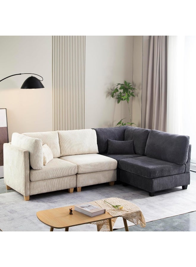 Zayn comforts Eafurn Free Combination Convertible Modular Sectional Sofa with Movable Ottoman, L Shaped Reversible Sleeper Corner Couch with Solid Wood Legs, Comfy Corduroy Upholstered Sofa&Couches for Living Room - Image 4