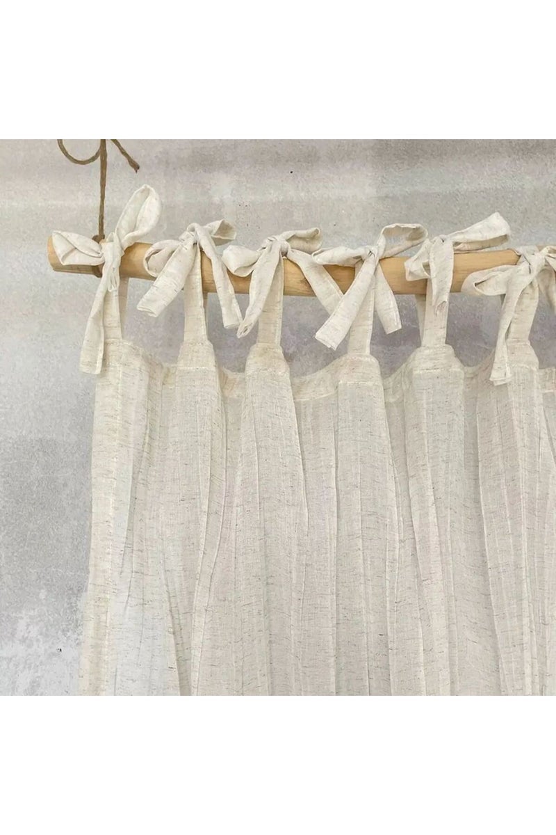 غطاء علوي قطعة واحدة، عرض 150 × طول 260 سم، بيج، بنمط ياباني شعبي هادئ، بنسيج كتان مجعد، مناسب للشرفة وغرفة النوم.