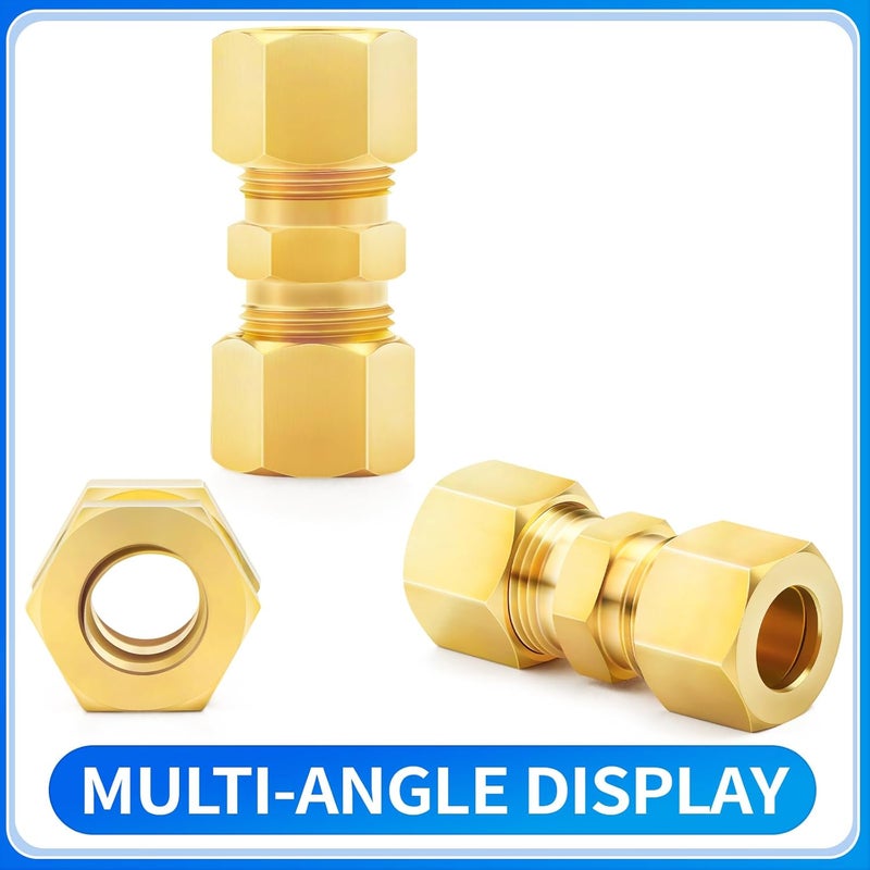 ChillWaves Brass Compression Tube Fitting, 1/2" OD x 1/2" OD Compression Union Connector (5-Pack) - Image 3