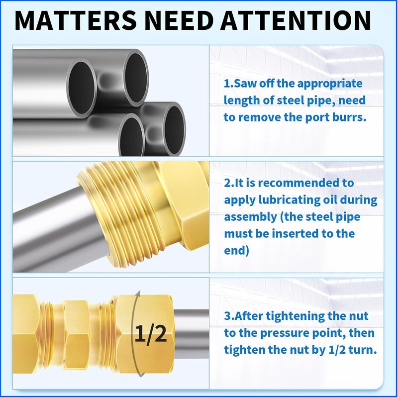 ChillWaves Brass Compression Tube Fitting, 1/2" OD x 1/2" OD Compression Union Connector (5-Pack) - Image 5