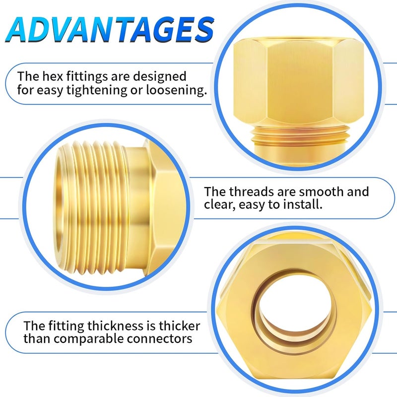 ChillWaves Brass Compression Tube Fitting, 1/2" OD x 1/2" OD Compression Union Connector (5-Pack) - Image 4