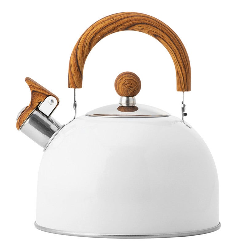 Whistle Kettle Stovetop Stainless Steel Foldable Handle Kitchen Supplies 2.5L White - Image 1