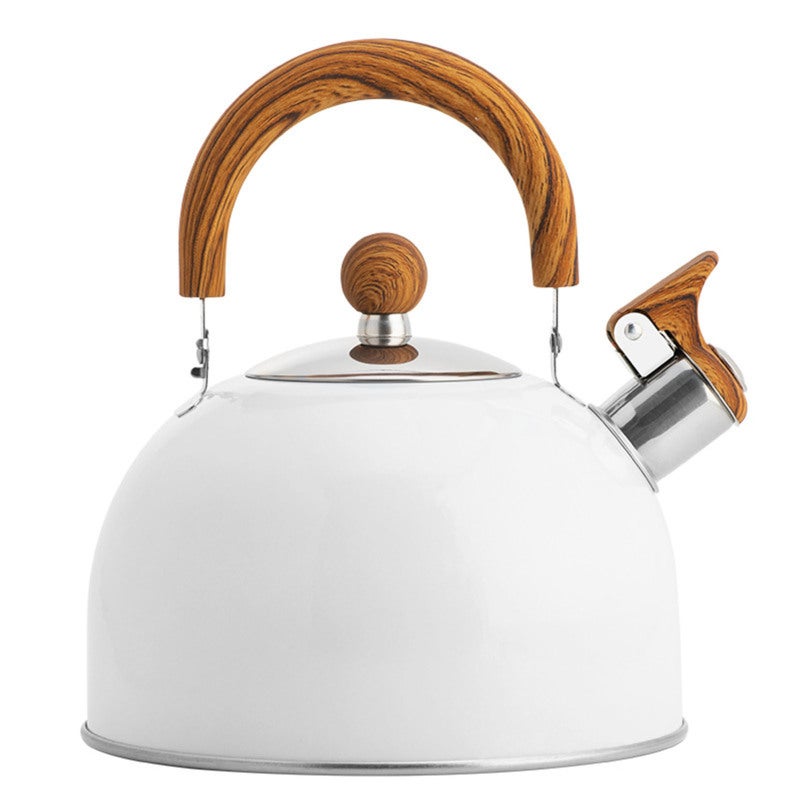 Whistle Kettle Stovetop Stainless Steel Foldable Handle Kitchen Supplies 2.5L White - Image 2