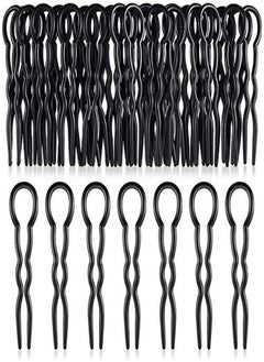 Chuangdi 24 Piece Plastic Hair Pins U Shaped Grip Pins Fast Spiral Clips Hair Grip For Women Girls Bobby Pins Hairstyle Accessories (Black)  - Image 1