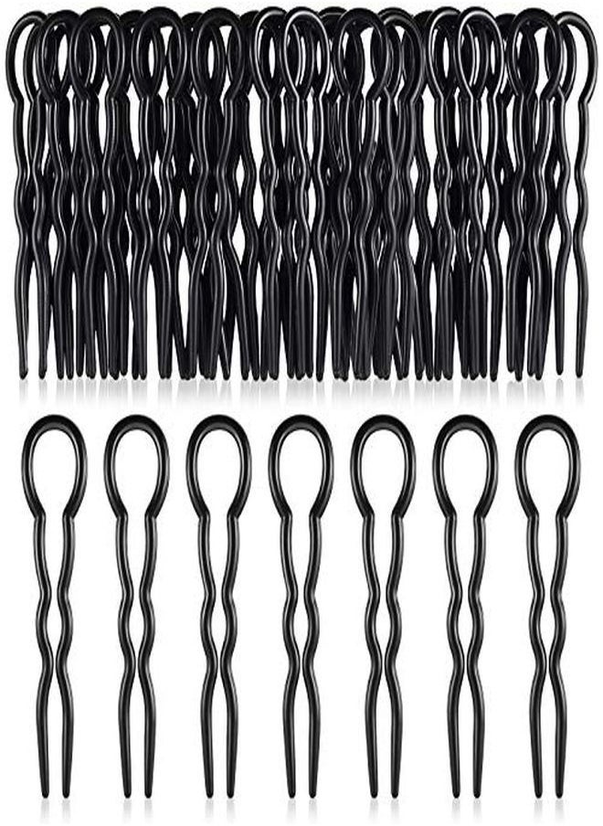 Chuangdi 24 Piece Plastic Hair Pins U Shaped Grip Pins Fast Spiral Clips Hair Grip For Women Girls Bobby Pins Hairstyle Accessories (Black)  - Image 1