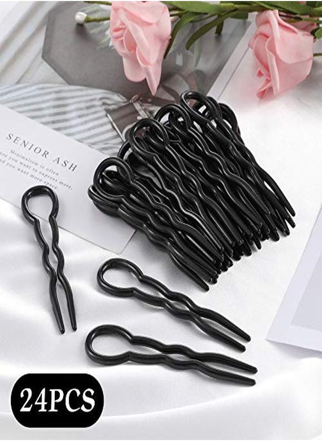 Chuangdi 24 Piece Plastic Hair Pins U Shaped Grip Pins Fast Spiral Clips Hair Grip For Women Girls Bobby Pins Hairstyle Accessories (Black)  - Image 4