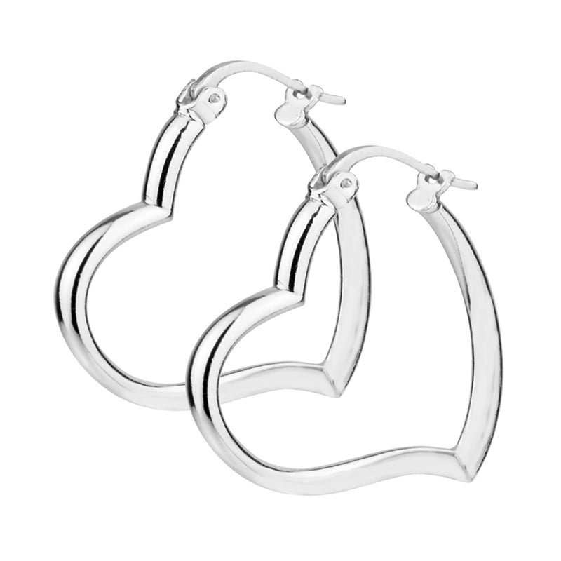 LeCalla 925 Sterling Silver Heart Hoop Earrings Jewelry Lightweight Italian Love Theme Heart Shape Hoops Earring for Women - 30mm - Image 1