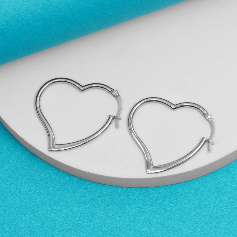 LeCalla 925 Sterling Silver Heart Hoop Earrings Jewelry Lightweight Italian Love Theme Heart Shape Hoops Earring for Women - 30mm - Image 4