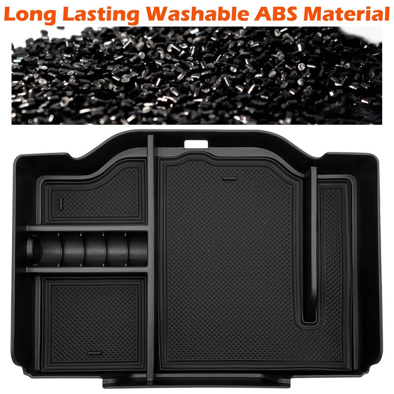 JOJOMARK Center Console Organizer fits for Dodge RAM 2025 2024 2023 2022 2021 2020 2019 1500 2500 3500 Accessories Interior Storage Box Armrest Storage Tray (Black) - Image 2