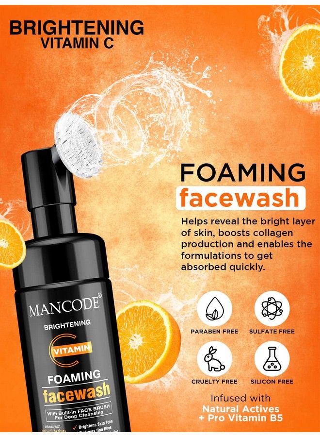 MAN CODE Mancode Vitamin C Foaming Face Wash; With Built In Face Brush; Brightens Skin Tone; Reduces Fine Lines; Smoothens Complexion; No Paraben Sulphate Silicone; 150Ml  - Image 3