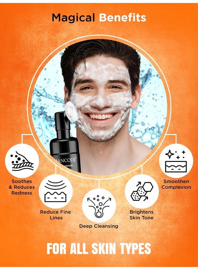 MAN CODE Mancode Vitamin C Foaming Face Wash; With Built In Face Brush; Brightens Skin Tone; Reduces Fine Lines; Smoothens Complexion; No Paraben Sulphate Silicone; 150Ml  - Image 4