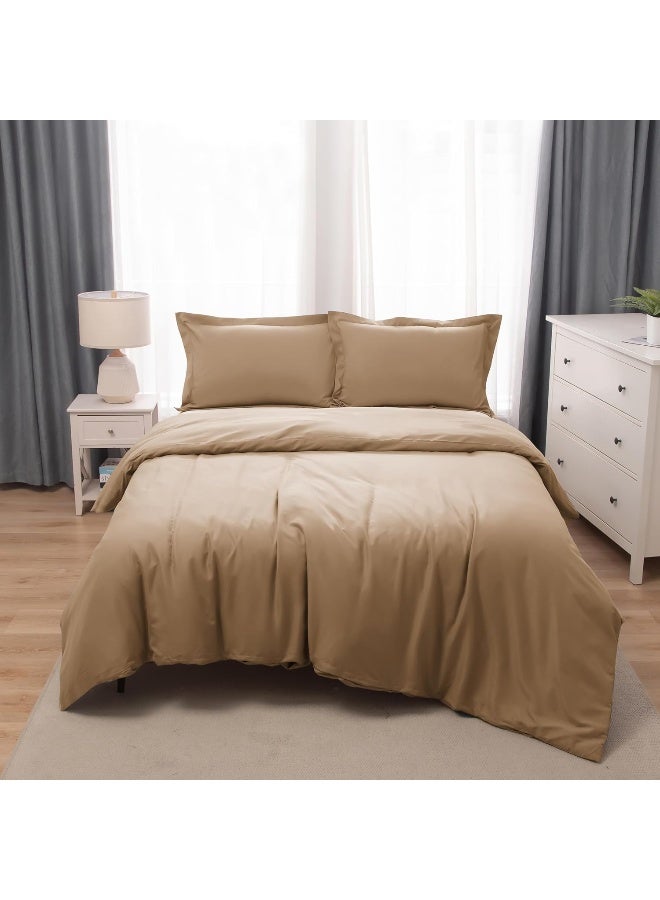 PanaX Bedding Duvet Cover Double Size Set- 1Pieces Duvet Cover 170X220Cm / 2Pieces-Pillow Shams 50X75Cm (Coffee, Double) - Image 1