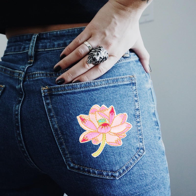 Iron On Embroidered Lotus Patches 10pcs Floral Appliques For Clothing Repair 5 2x5cm - Image 5