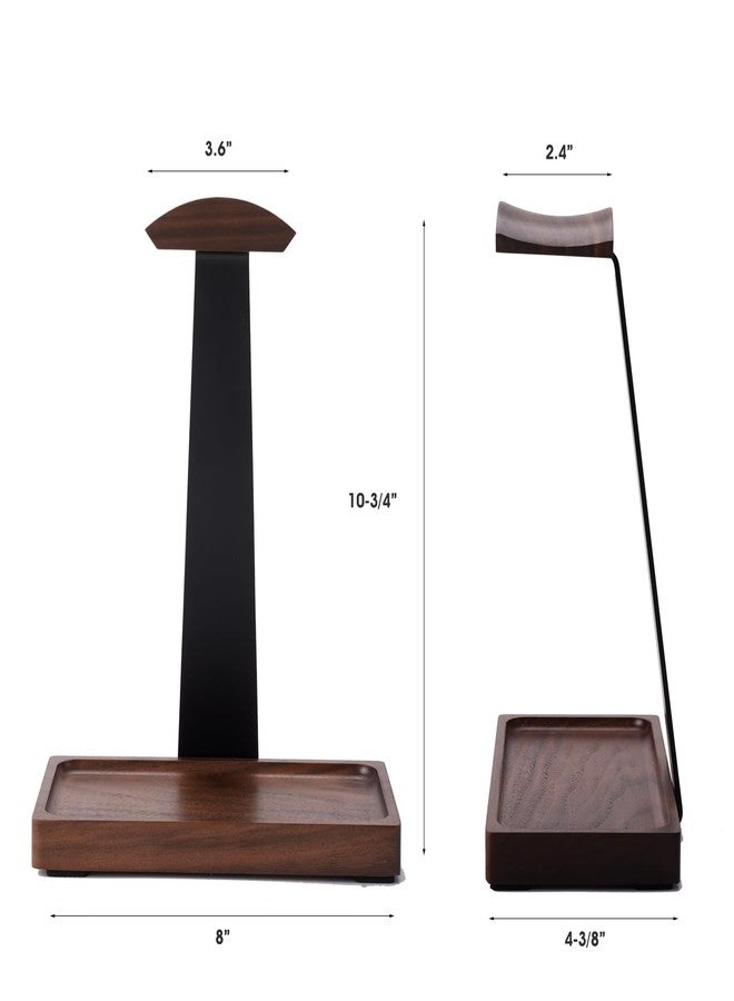 NIRVASH Walnut Headphone Stand for Desk, Wood Headset Stand, Universal Headphone Holder with Storage Base for Gaming, Airpod max, Bose,Razer - Image 4